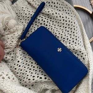 Tory Burch royal blue Robinson wallet/ wristlet